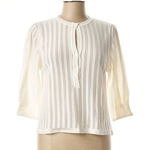 Molli White Knit Button Down Cardigan
